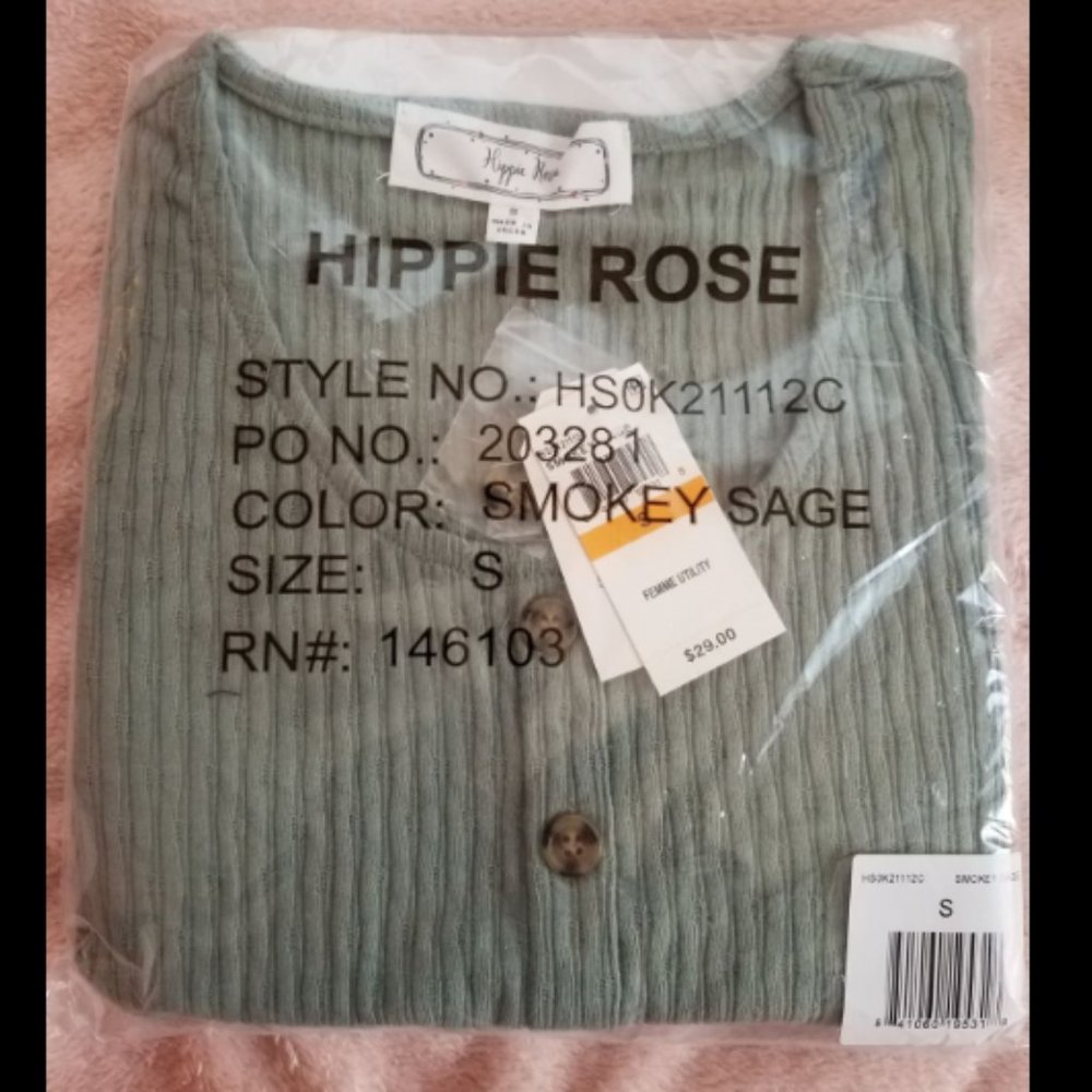 Hippie Rose Green Button Down Top